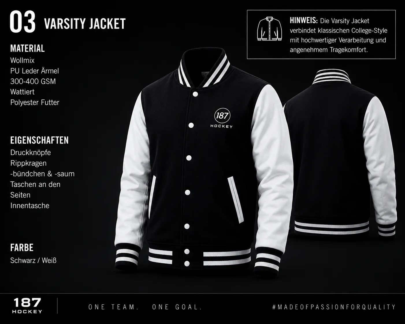 187 Hockey Varsity Jacket